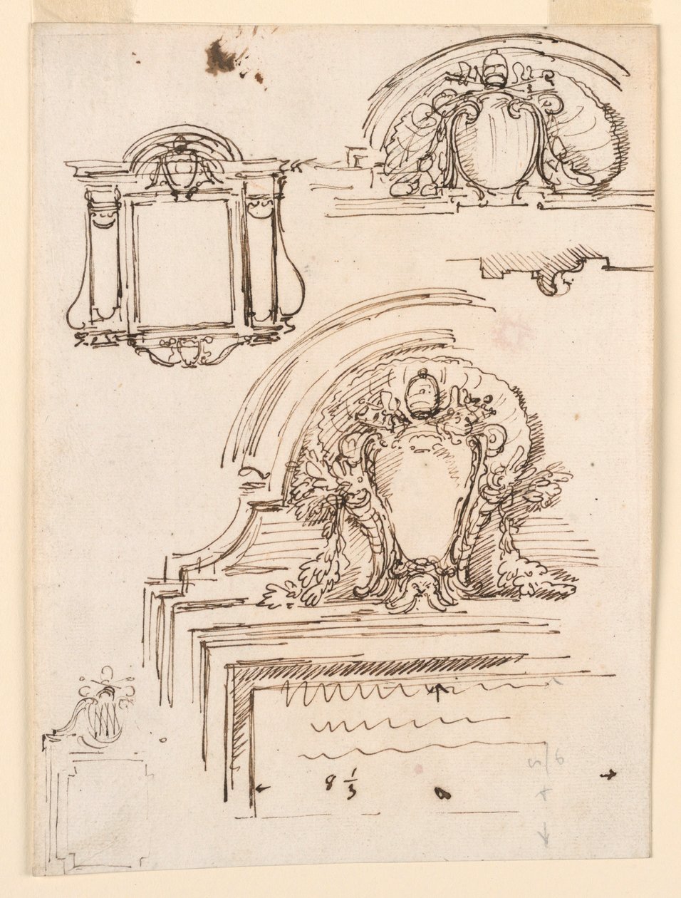 Dibujo, Bocetos para marcos, para la Sacristía de San Pedro, 1740-58 de Carlo Marchionni