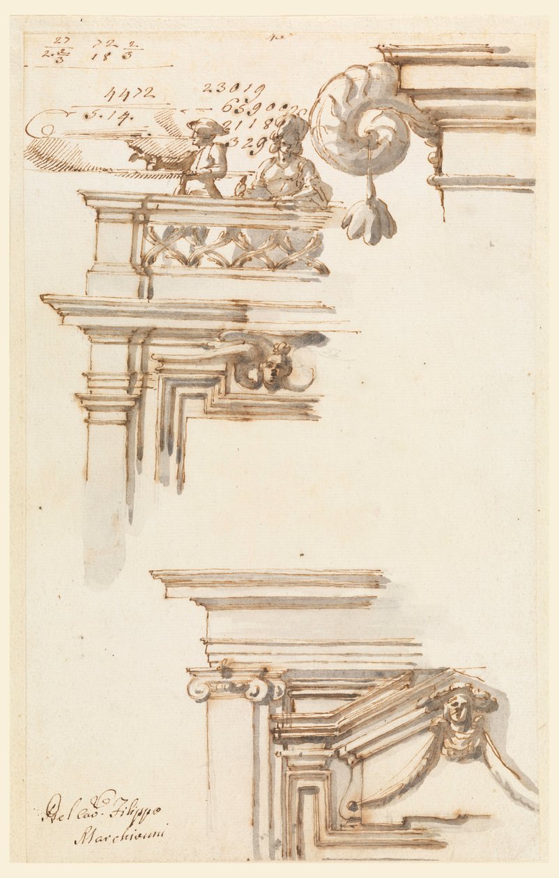 Dibujo, Dos portadas, 1750-75 de Carlo Marchionni