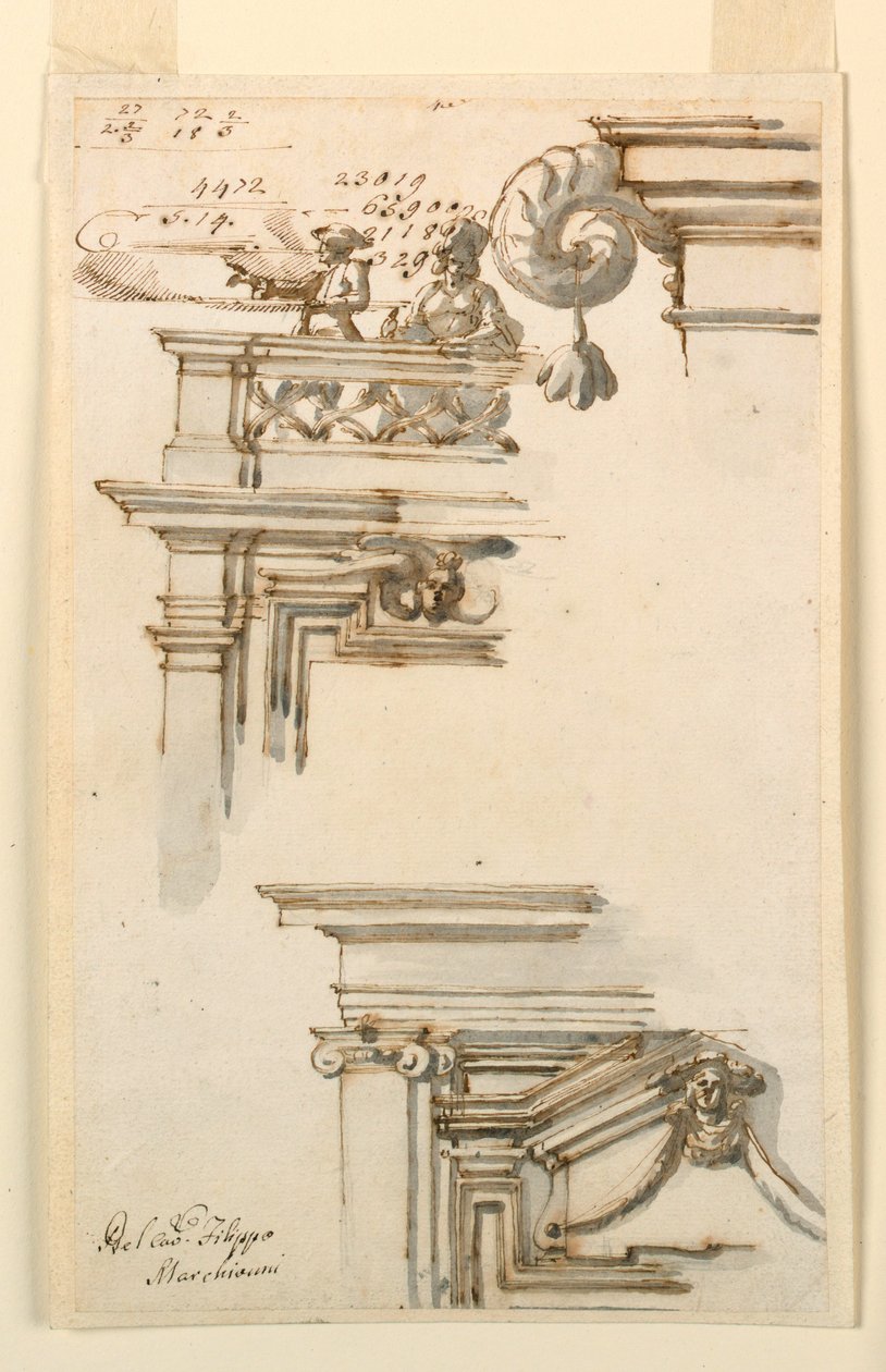 Dibujo, Dos portadas, 1750-75 de Carlo Marchionni