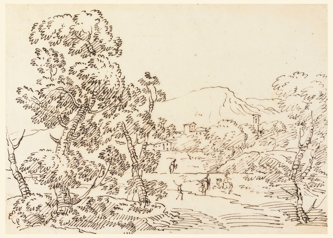 Dibujo, Paisaje arbolado, 1750-1770 de Carlo Marchionni