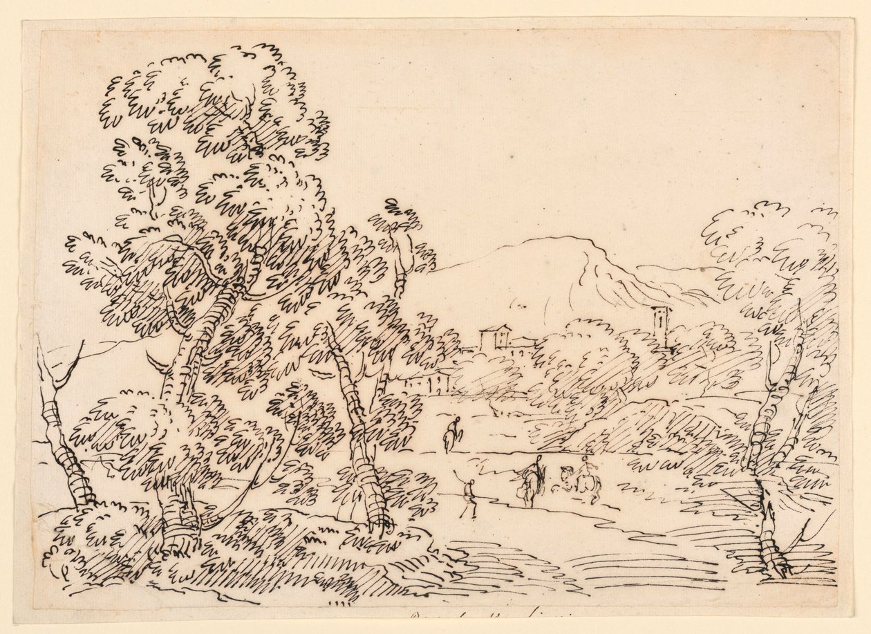 Dibujo, Paisaje arbolado, 1750-1770 de Carlo Marchionni