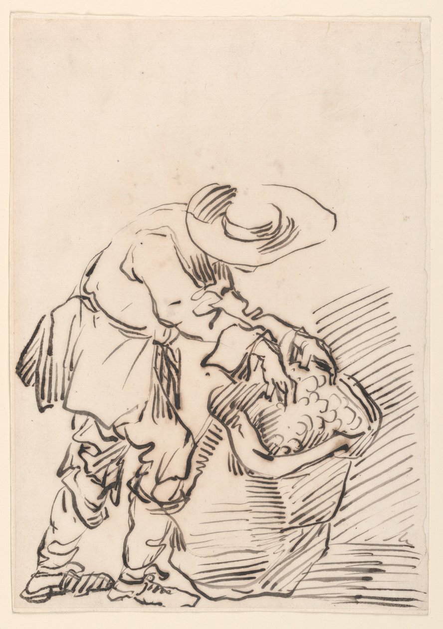 Dibujo, Campesino trabajador, 1728-78 de Carlo Marchionni