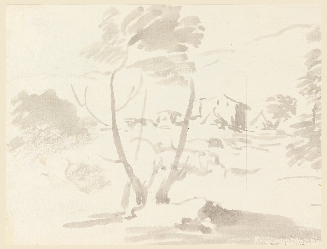 Boceto de Árboles en un Paisaje de Carlo Marchionni