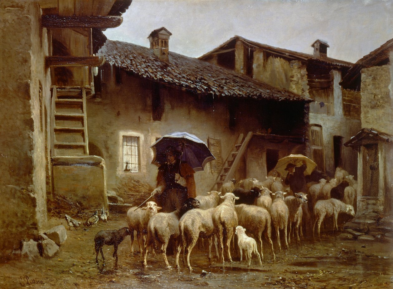 Vuelta al establo, de Carlo Pittara (1836-1890) de Carlo Pittara