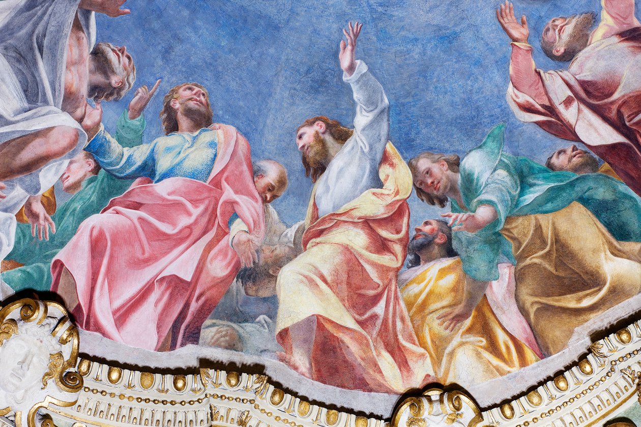 Descenso del Espíritu Santo sobre los Doce Apóstoles (detalle), c.1575 de Carlo Urbino