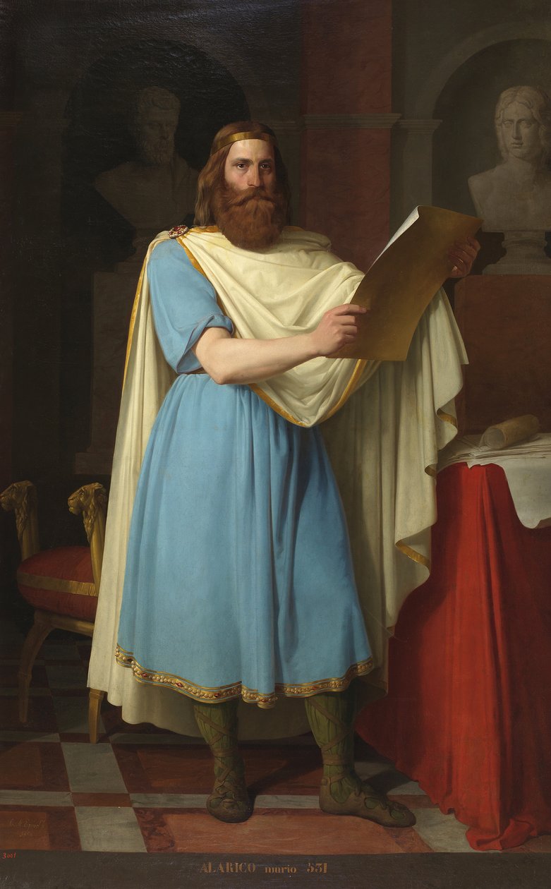 Portrait du roi wisigoth Alaric II (484-507) (Visigothic King Alarik, Alarich, and Alarico II) Peinture de Carlos Maria Esquivel y Rivas (1830-1867) 1856 Palais de las Cortes, Madrid de Carlos Maria Esquivel