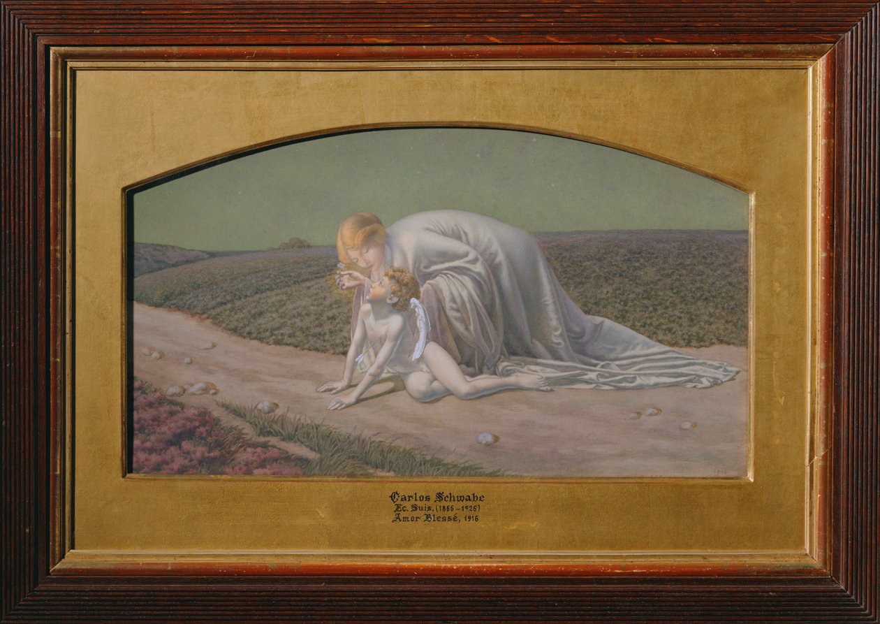 La esperanza levanta el amor herido (lápiz y acuarela sobre papel) de Carlos Schwabe
