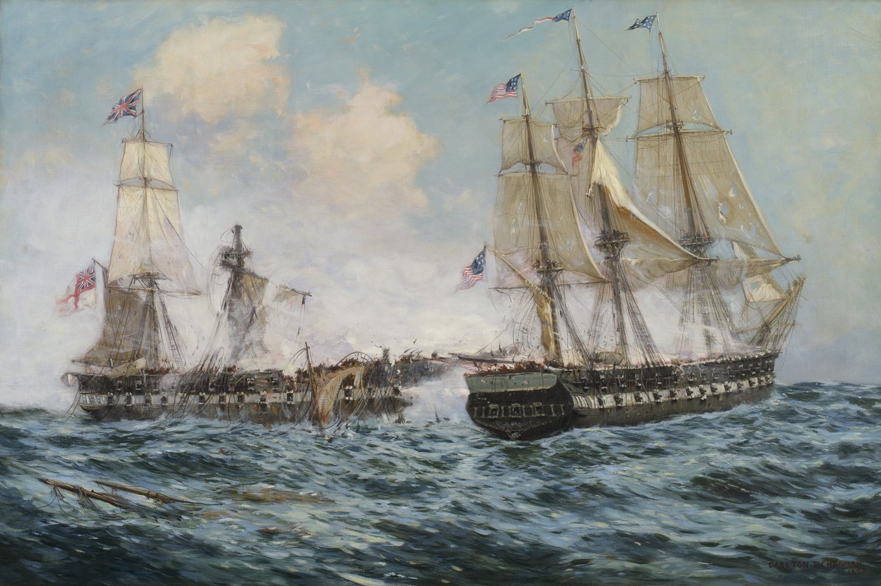 Enfrentamiento entre la fragata estadounidense Constitution y el H.M.S. Java, 1896 de Carlton Theodore Chapman