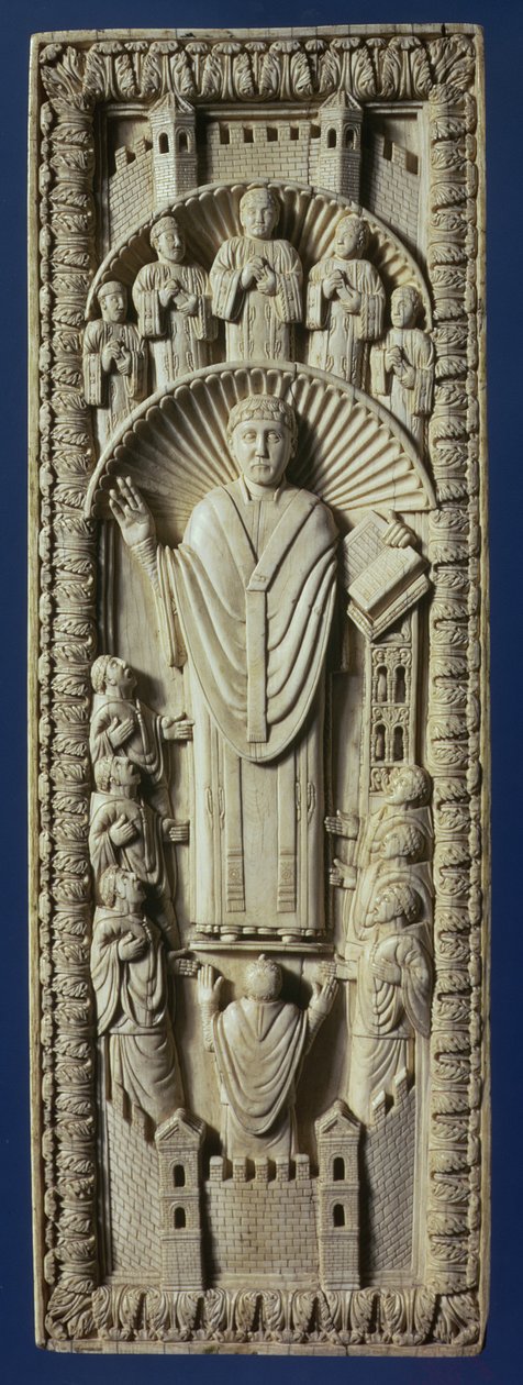 Un arzobispo entre su coro, c.875 d.C. de Carolingian School