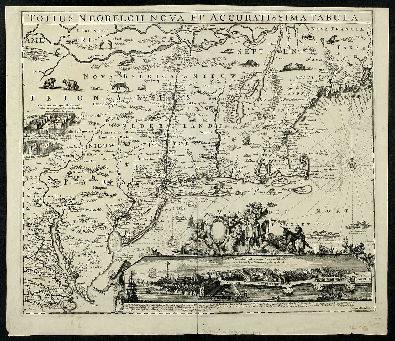 Totius Neobelgii nova et accuratissima tabula, mapa, 1674 de Carolus Allardt