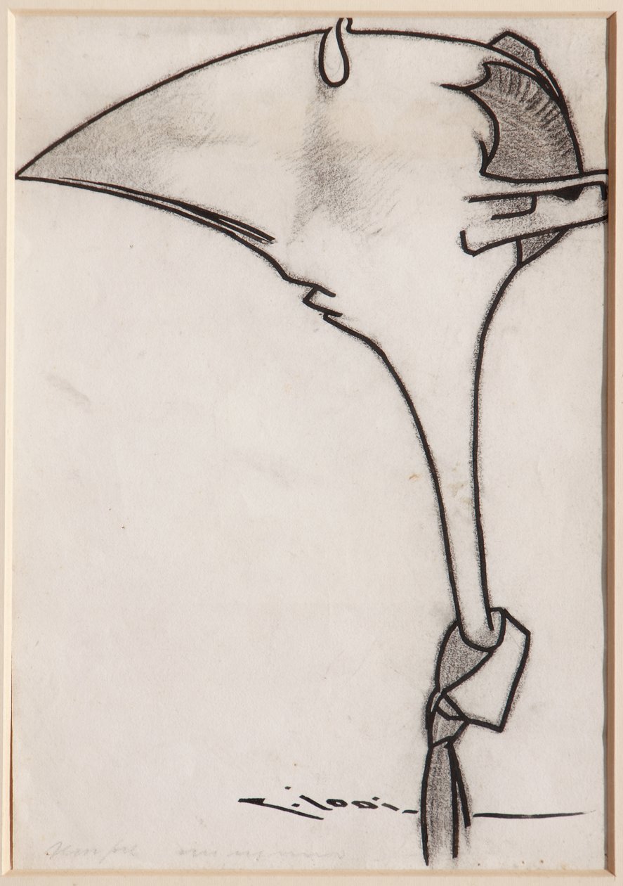 Un hombre con corbata (tinta negra y carboncillo sobre papel) de Casimiro Jodi