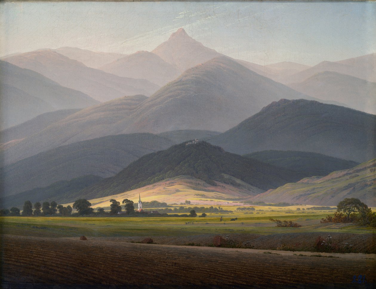 Vista de Warmbrunn hacia la Pequeña Sturmhaube de Caspar David Friedrich
