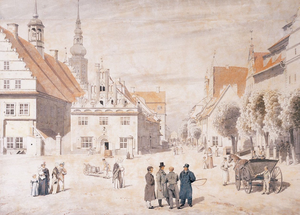 El mercado de Greifswald de Caspar David Friedrich