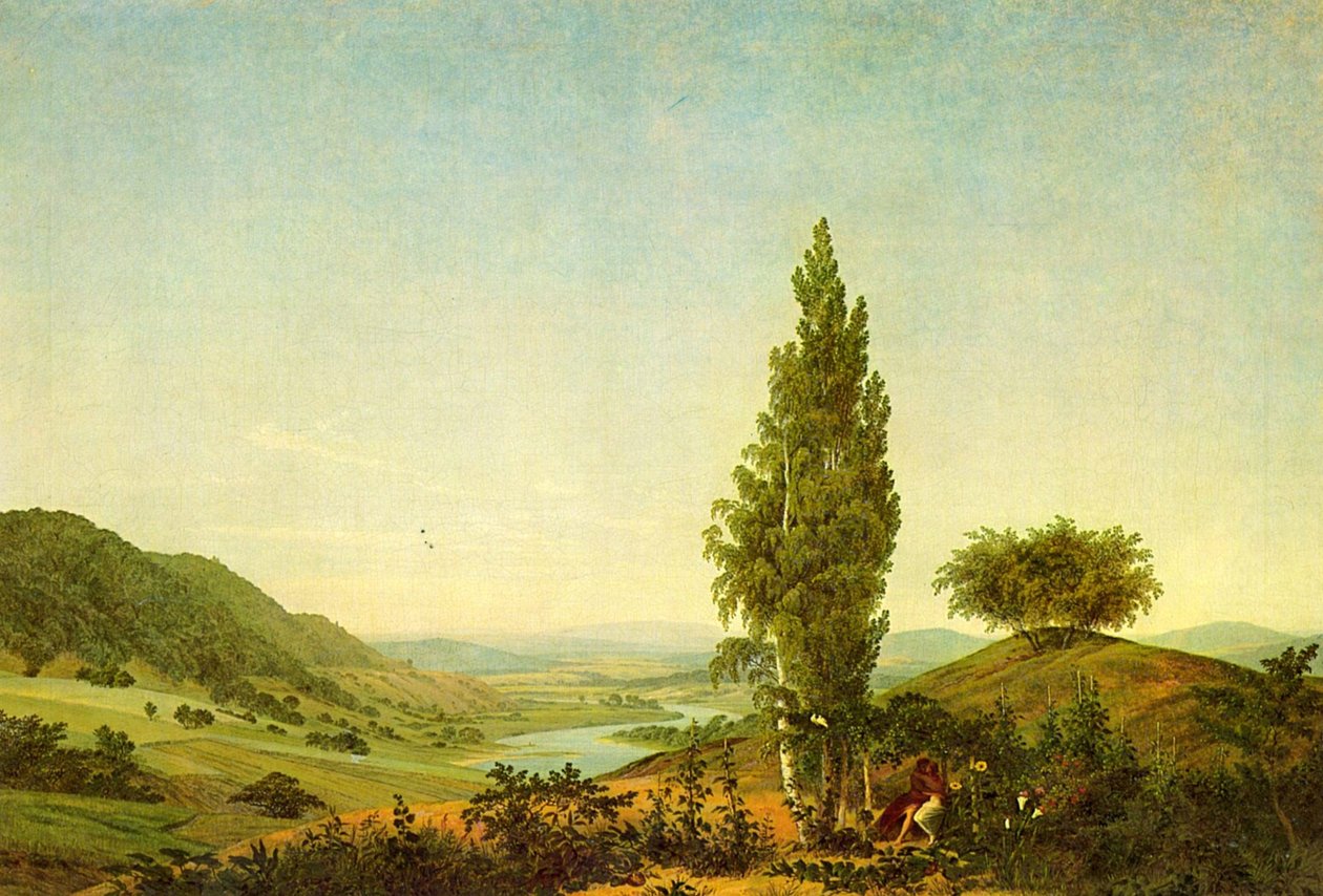 El verano (Paisaje con pareja de amantes) de Caspar David Friedrich
