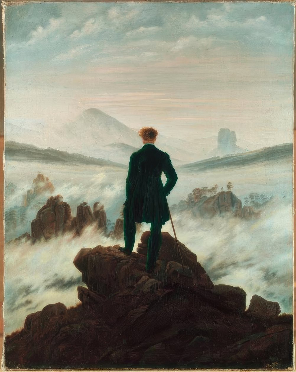 El caminante sobre el mar de niebla de Caspar David Friedrich