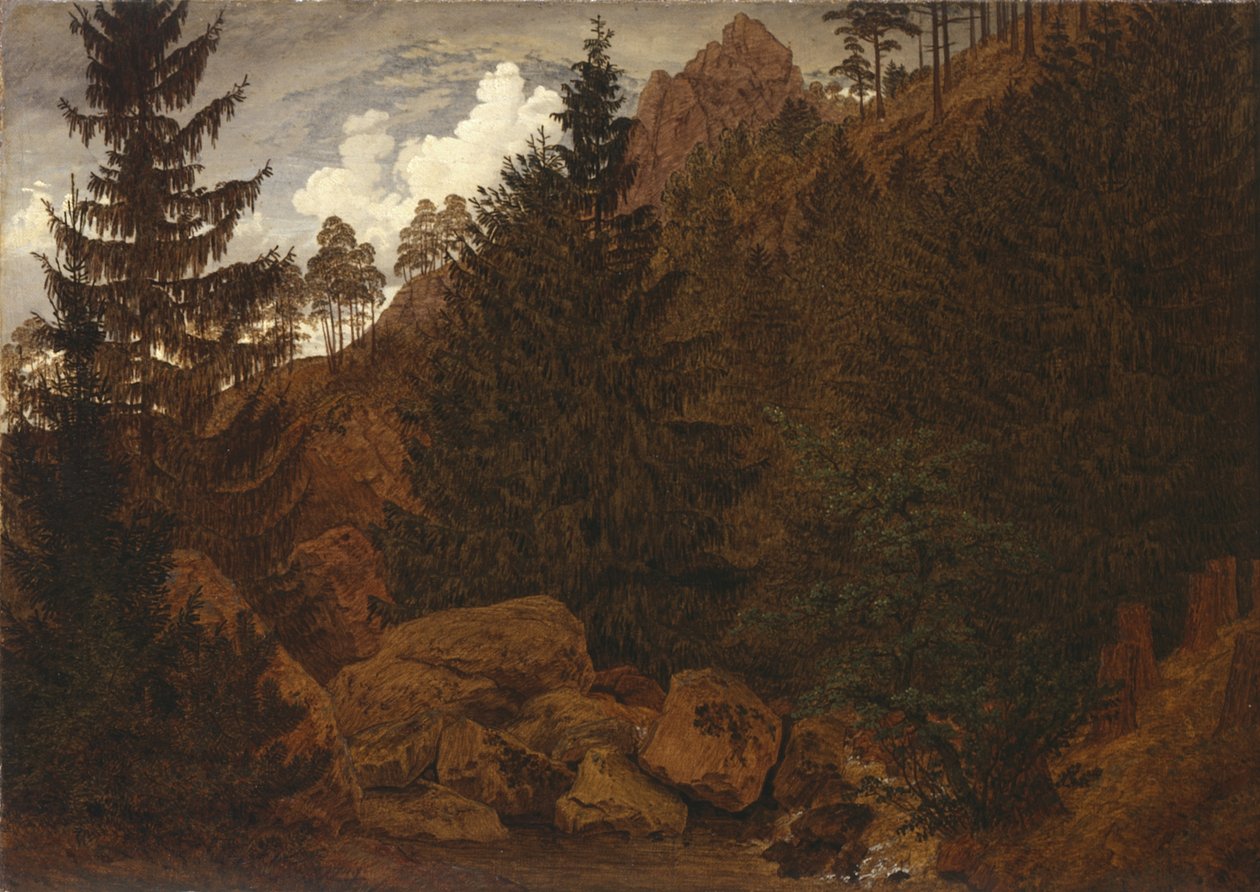 Parte rocosa en el Harz de Caspar David Friedrich