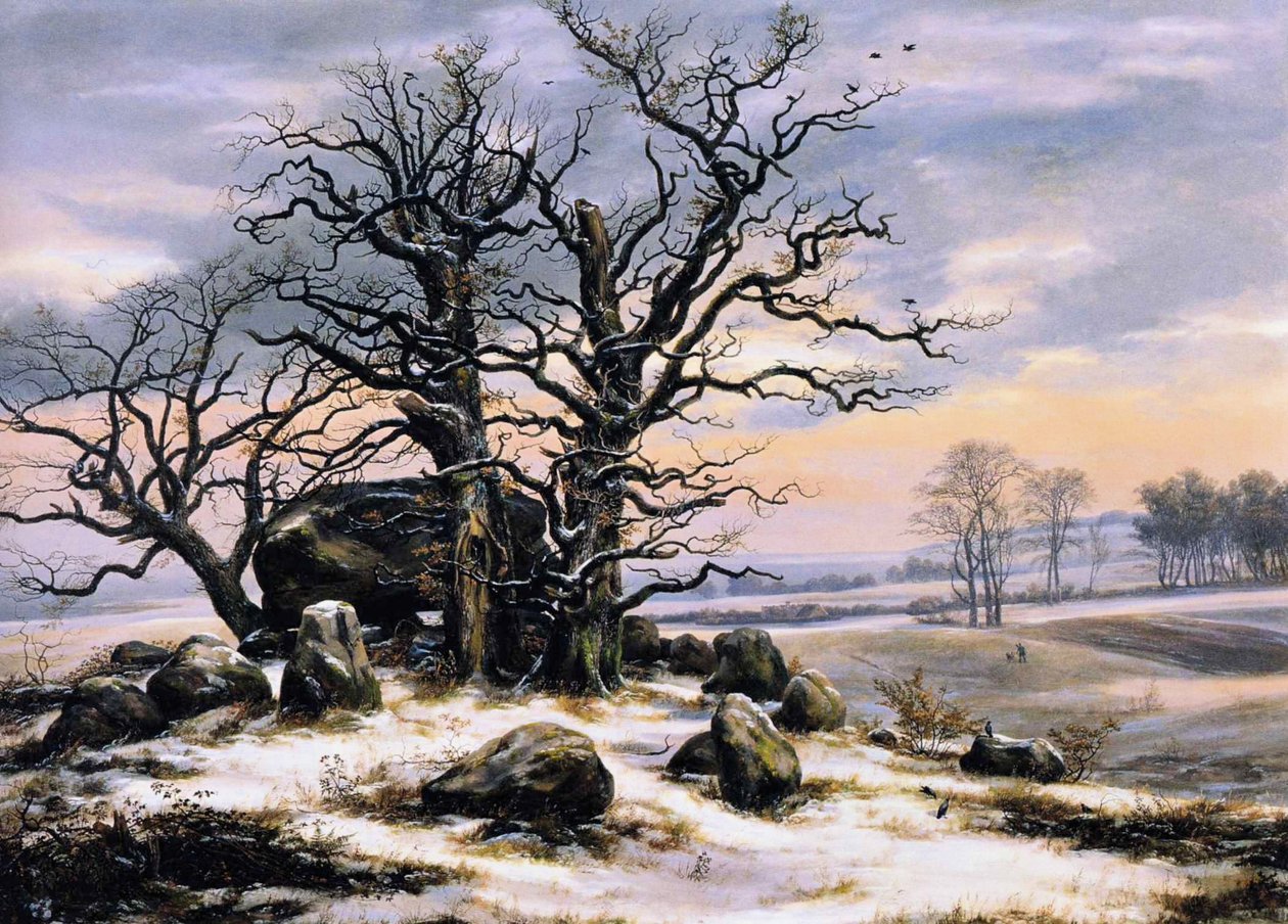 Tumba megalítica en invierno de Caspar David Friedrich