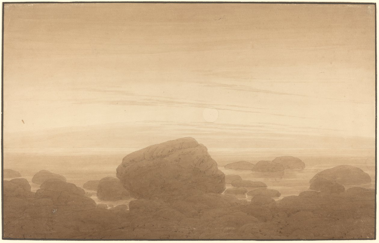 Salida de la luna en una costa vacía de Caspar David Friedrich