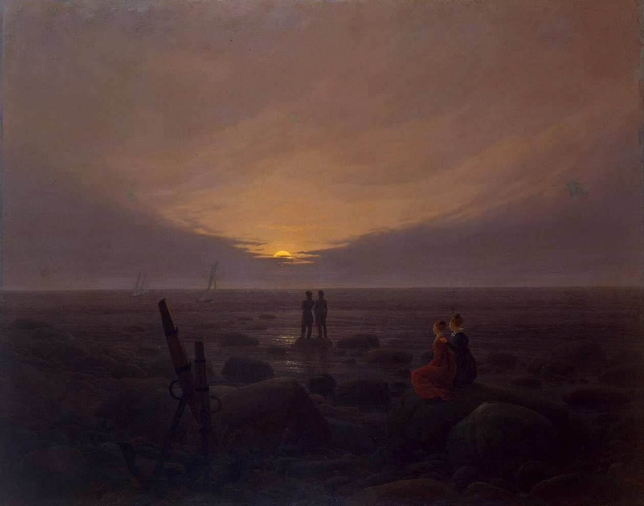 Salida de la luna sobre el mar de Caspar David Friedrich