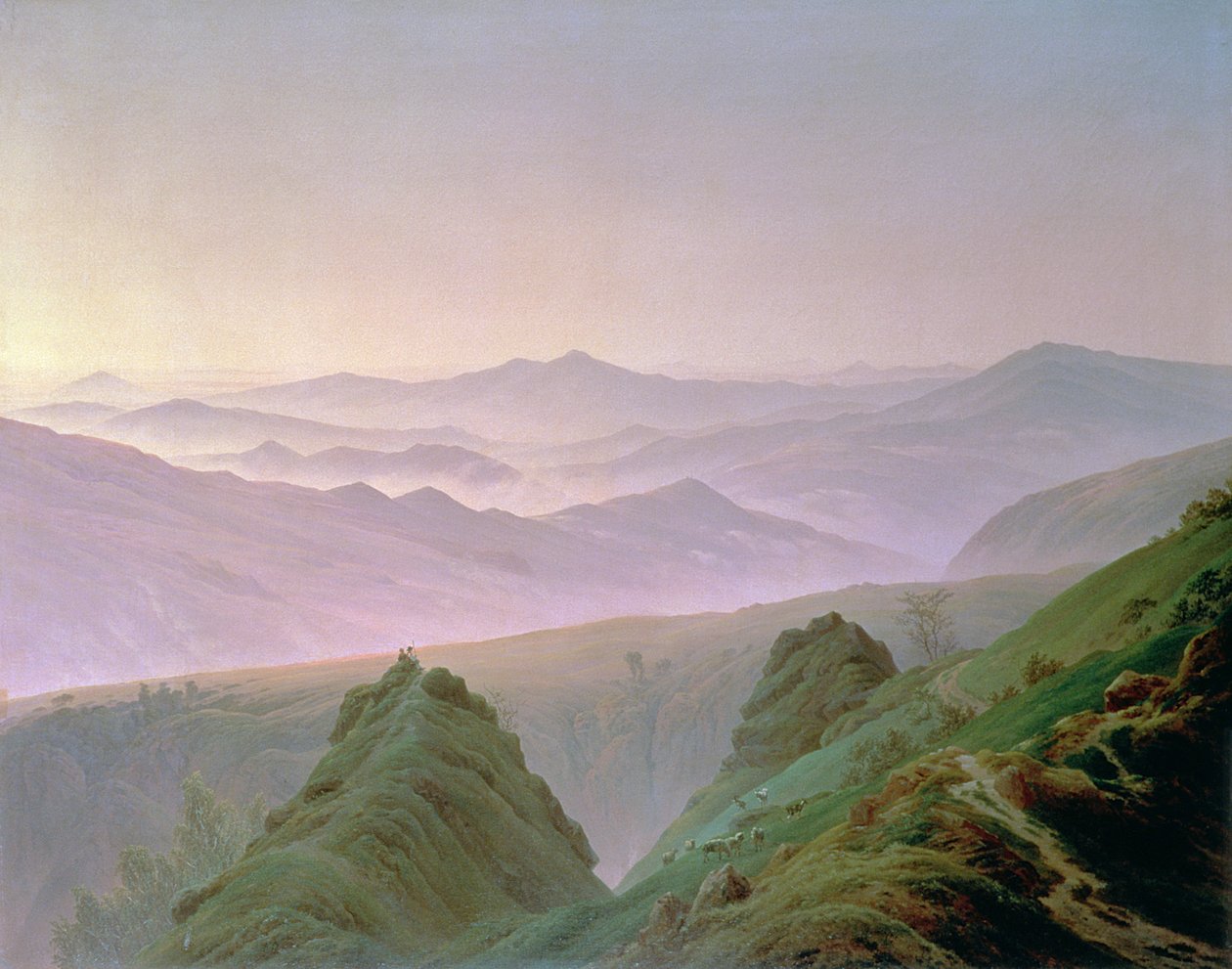 Mañana en las montañas de Caspar David Friedrich