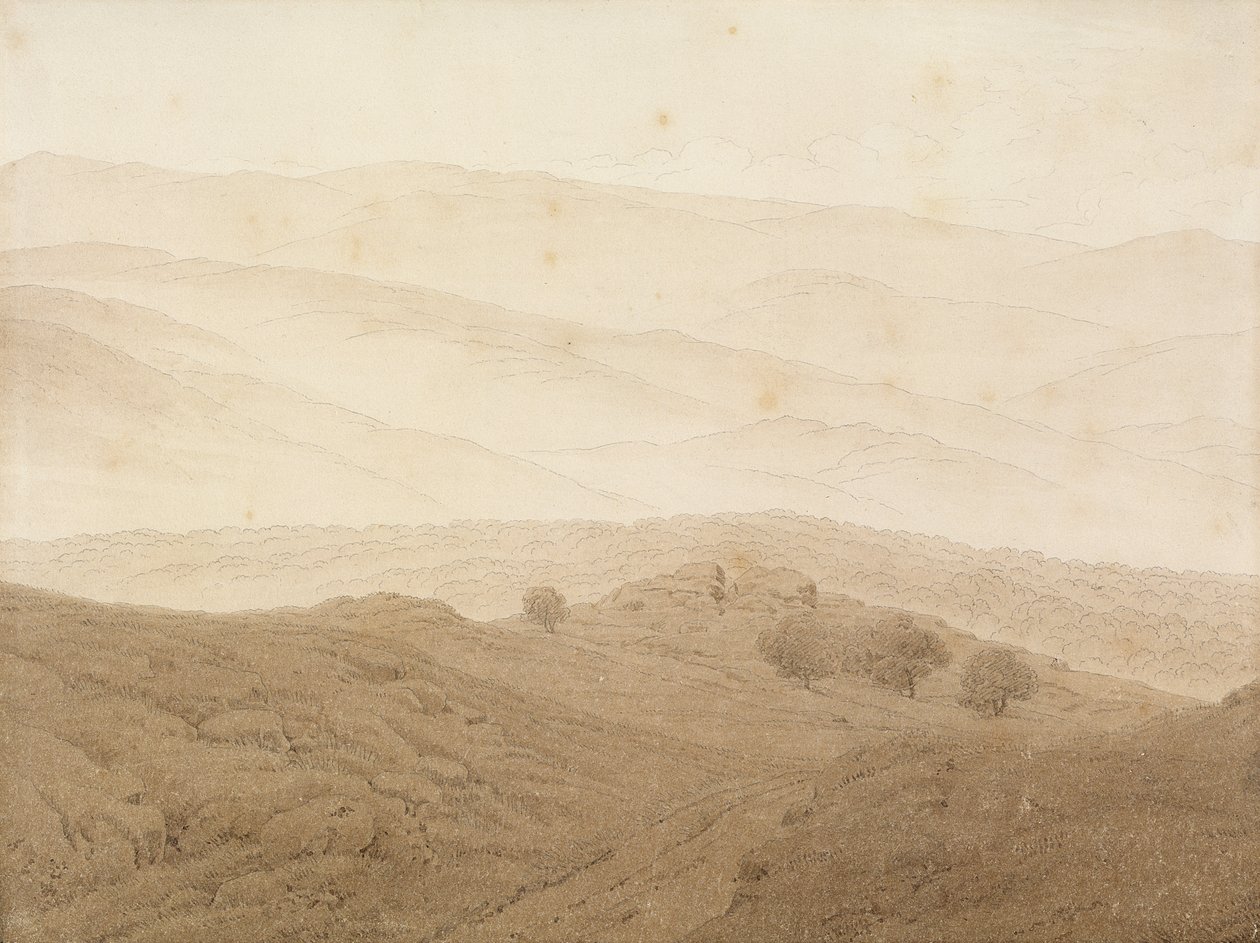Paisaje montañoso cerca de Teplitz de Caspar David Friedrich