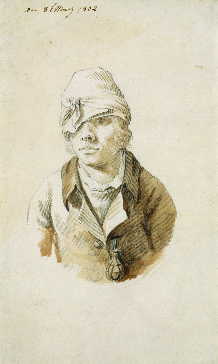 Autorretrato con gorra y parche en el ojo (8 de mayo de 1802) de Caspar David Friedrich
