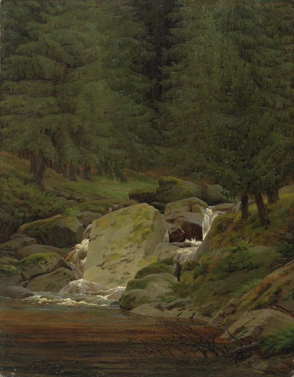 Los Siempreverdes junto a la Cascada de Caspar David Friedrich
