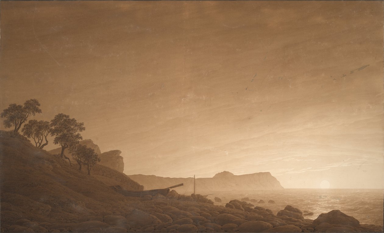 Vista de Arkona con luna creciente, c. 1805-1806 de Caspar David Friedrich