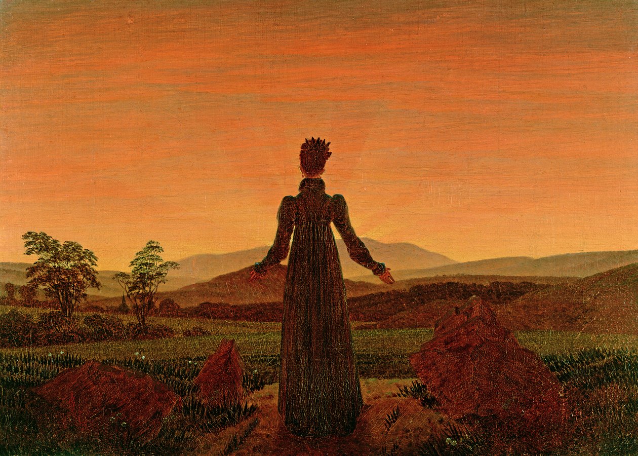 Mujer al amanecer de Caspar David Friedrich