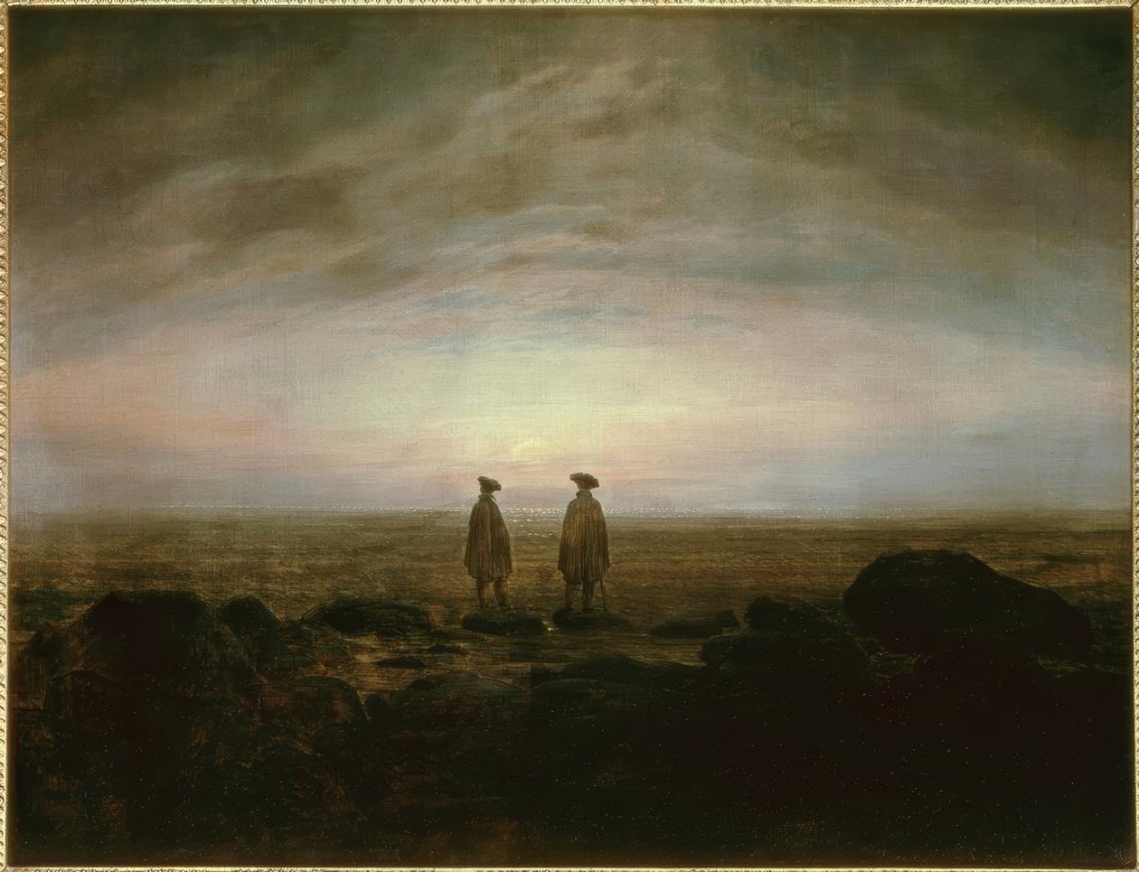 Dos hombres en el mar al amanecer de Caspar David Friedrich