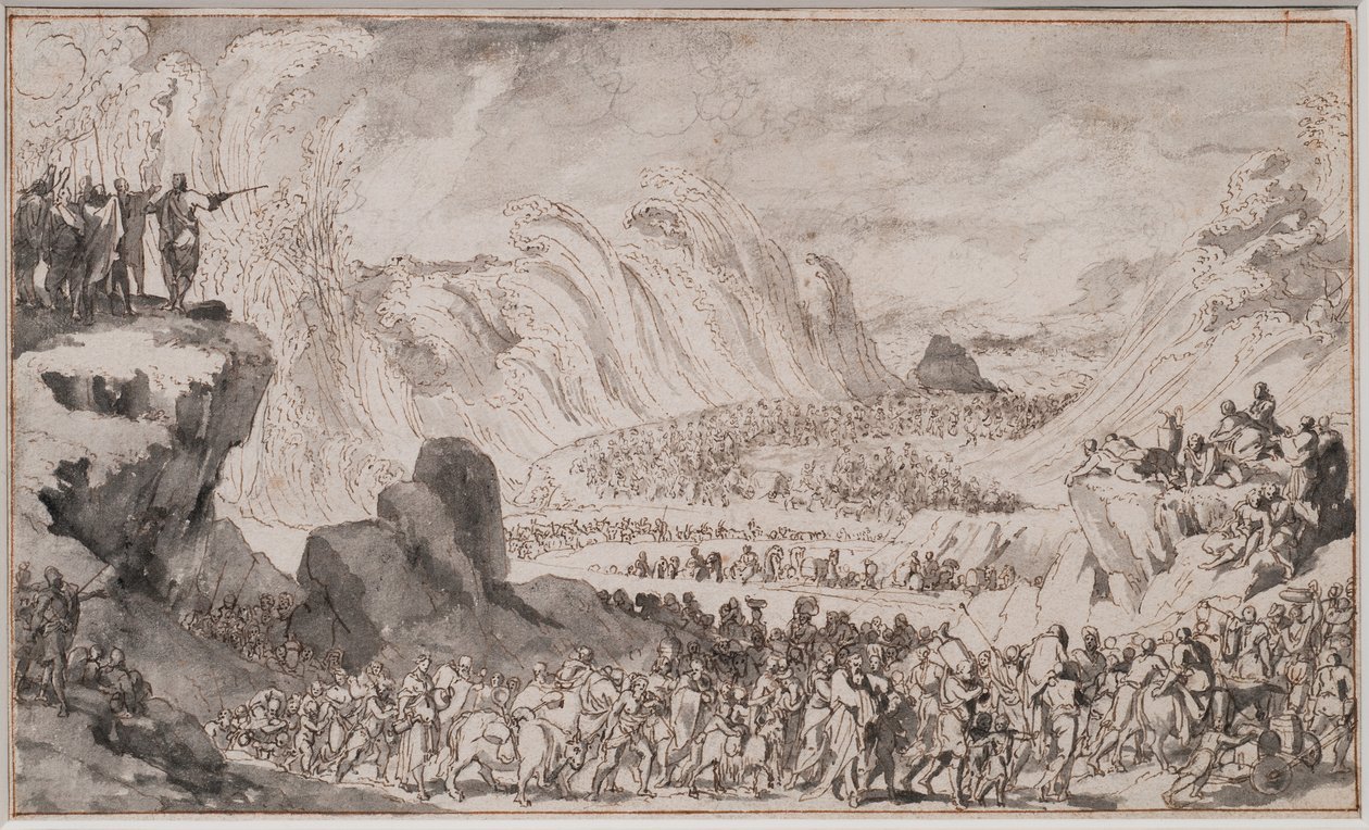 Moisés partiendo el Mar Rojo de Caspar Luyken