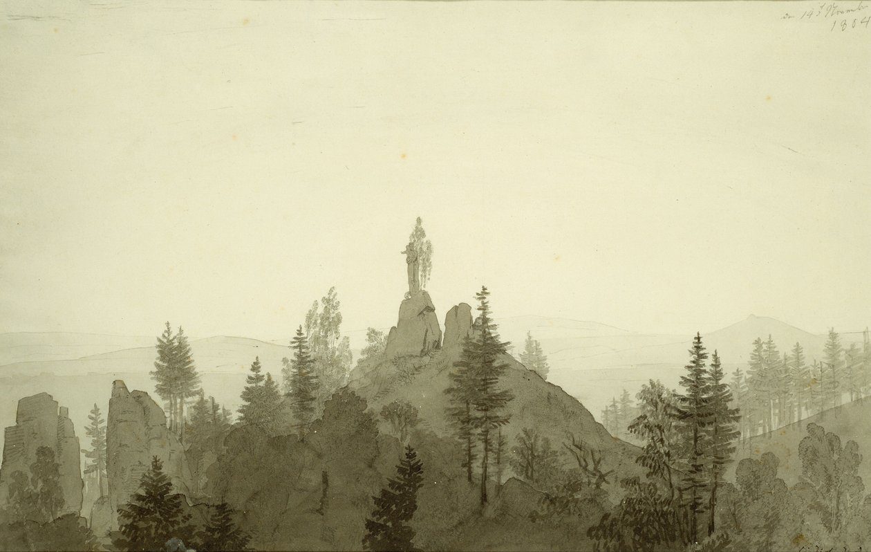Estatua de la Madonna en las montañas de Caspar David Friedrich