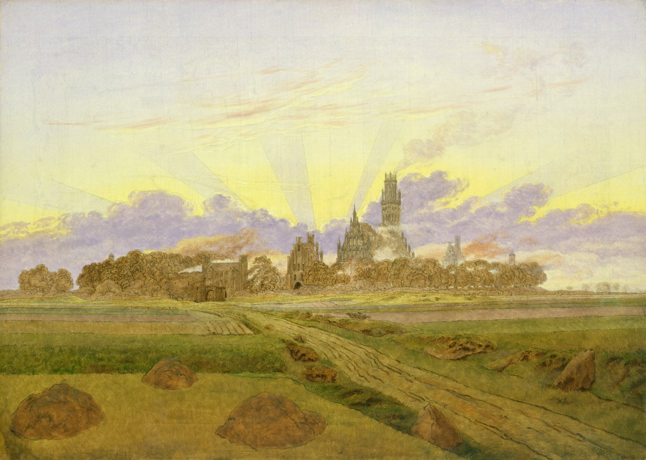 Amanecer en Neubrandenburg de Caspar David Friedrich