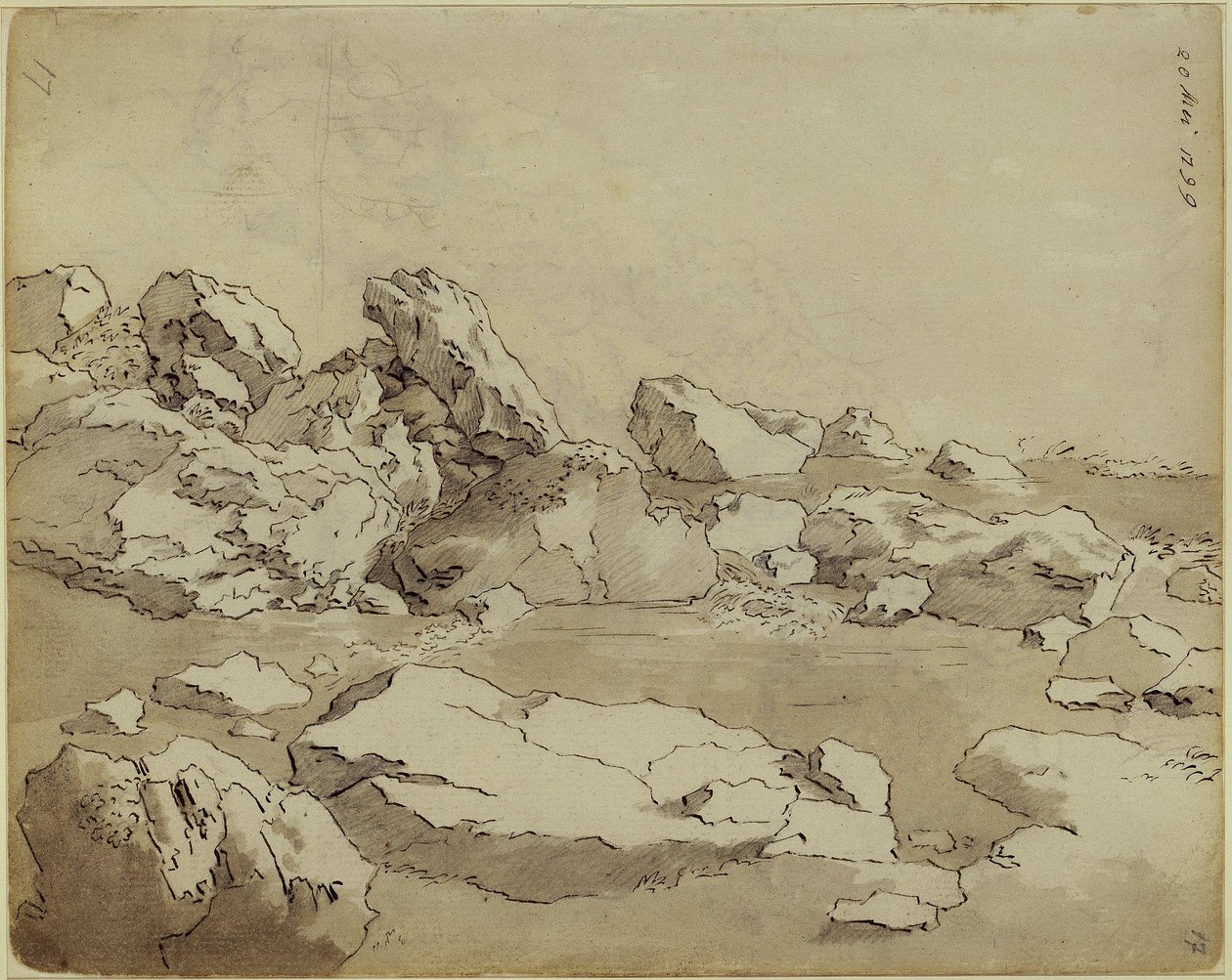 Estudios de rocas, bloques colocados uno junto a otro de Caspar David Friedrich