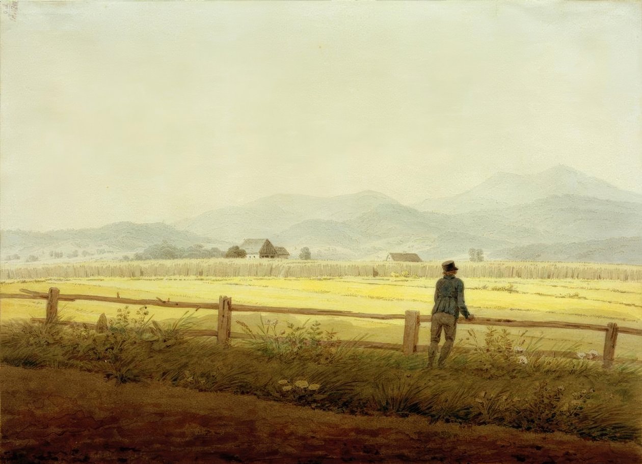Paisaje montañoso con figura (Cresta de Schmiedeberg) de Caspar David Friedrich