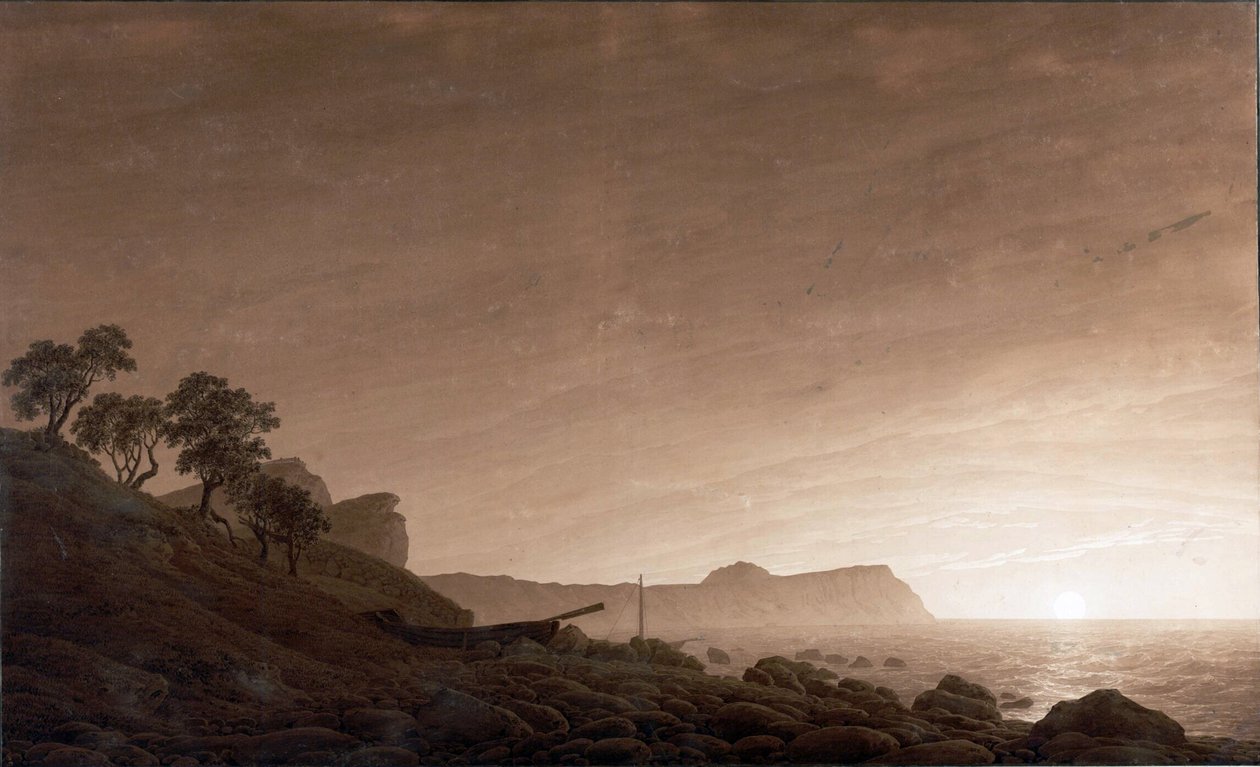 Alemán: Vista de Arkona con luna creciente Vista de Arkona con luna creciente de Caspar David Friedrich