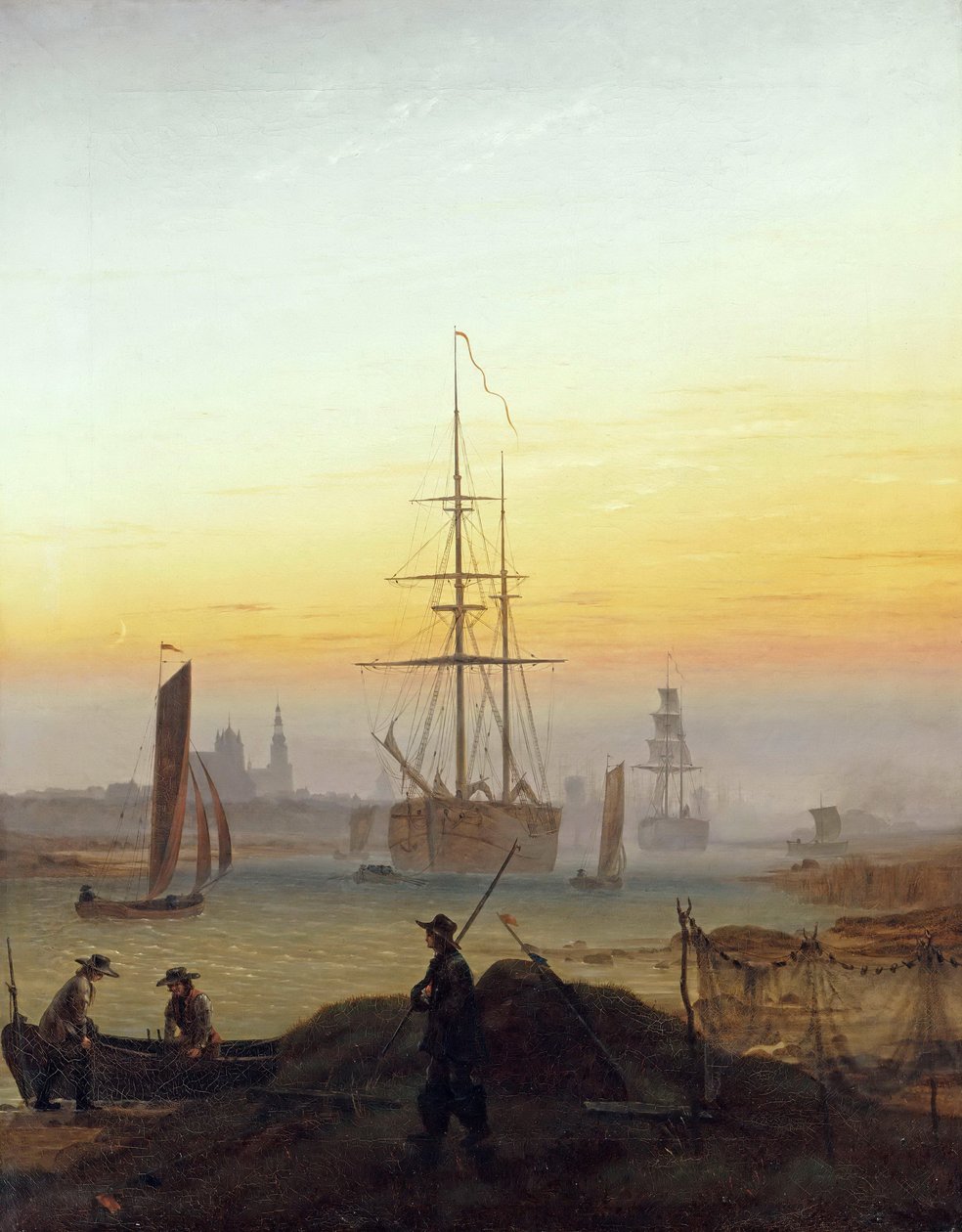 Alemán: Der Greifswalder Hafen El puerto de Greifswald de Caspar David Friedrich