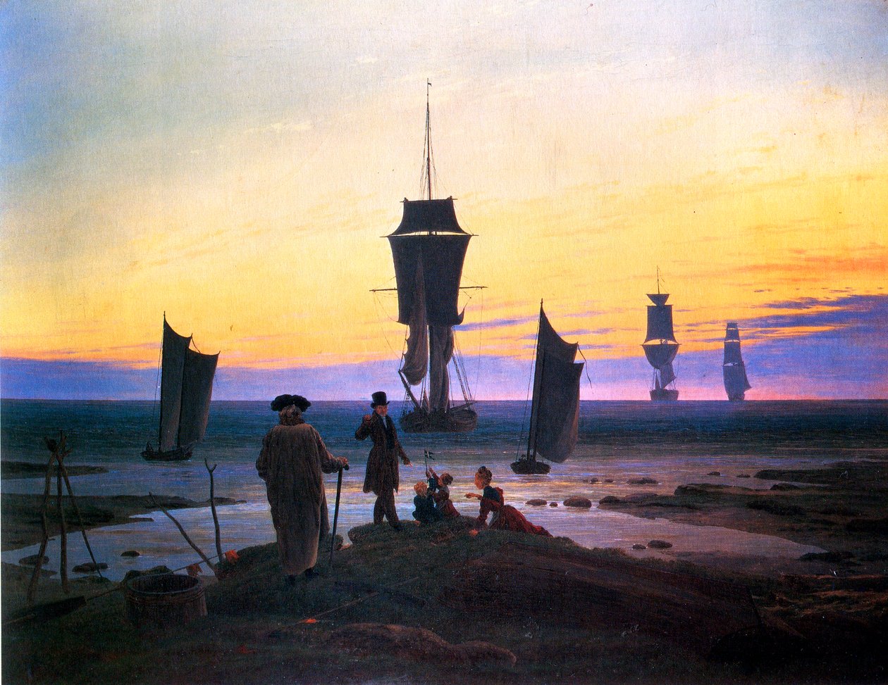 Alemán: Die Lebensstufen (Strandbild, Strandszene in Wiek) Las etapas de la vida (foto de playa, escena de playa en Wiek) de Caspar David Friedrich