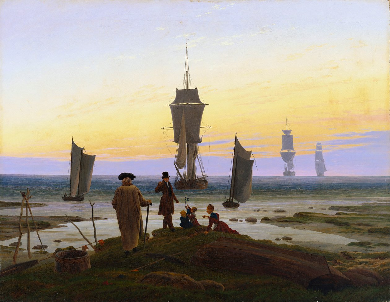 Alemán: Die Lebensstufen (Strandbild, Strandszene in Wiek) Las etapas de la vida (foto de playa, escena de playa en Wiek) de Caspar David Friedrich