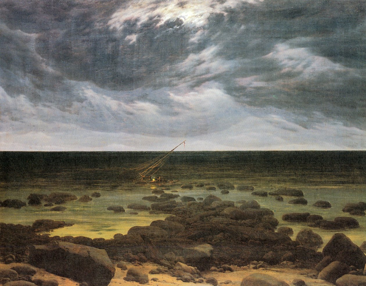 Alemán: Seashore by Moonlight Seashore by Moonlight de Caspar David Friedrich