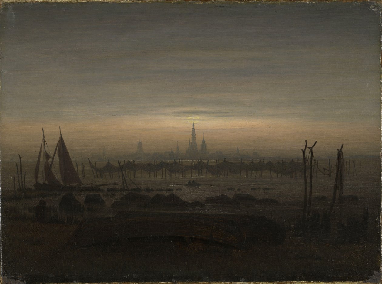 Greifswald a la luz de la luna de Caspar David Friedrich