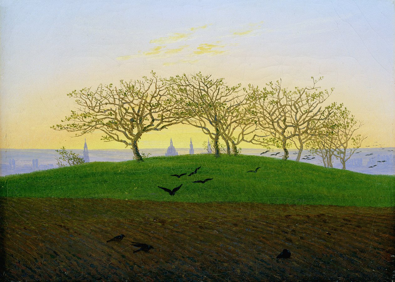 Colinas y Campos Arados cerca de Dresde de Caspar David Friedrich