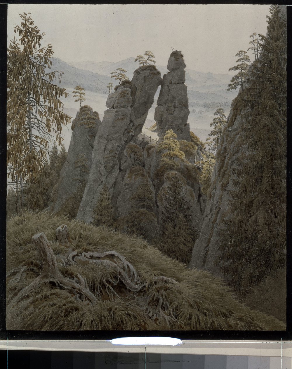 La puerta de las rocas en Neurathen (Alemania). (Las puertas de roca en Neurathen). Obra de Caspar David Friedrich (1774-1840), acuarela sobre papel, entre 1826 y 1828. Arte alemán del siglo XIX, romanticismo. Hermitage estatal, San Petersburgo. de Caspar David Friedrich
