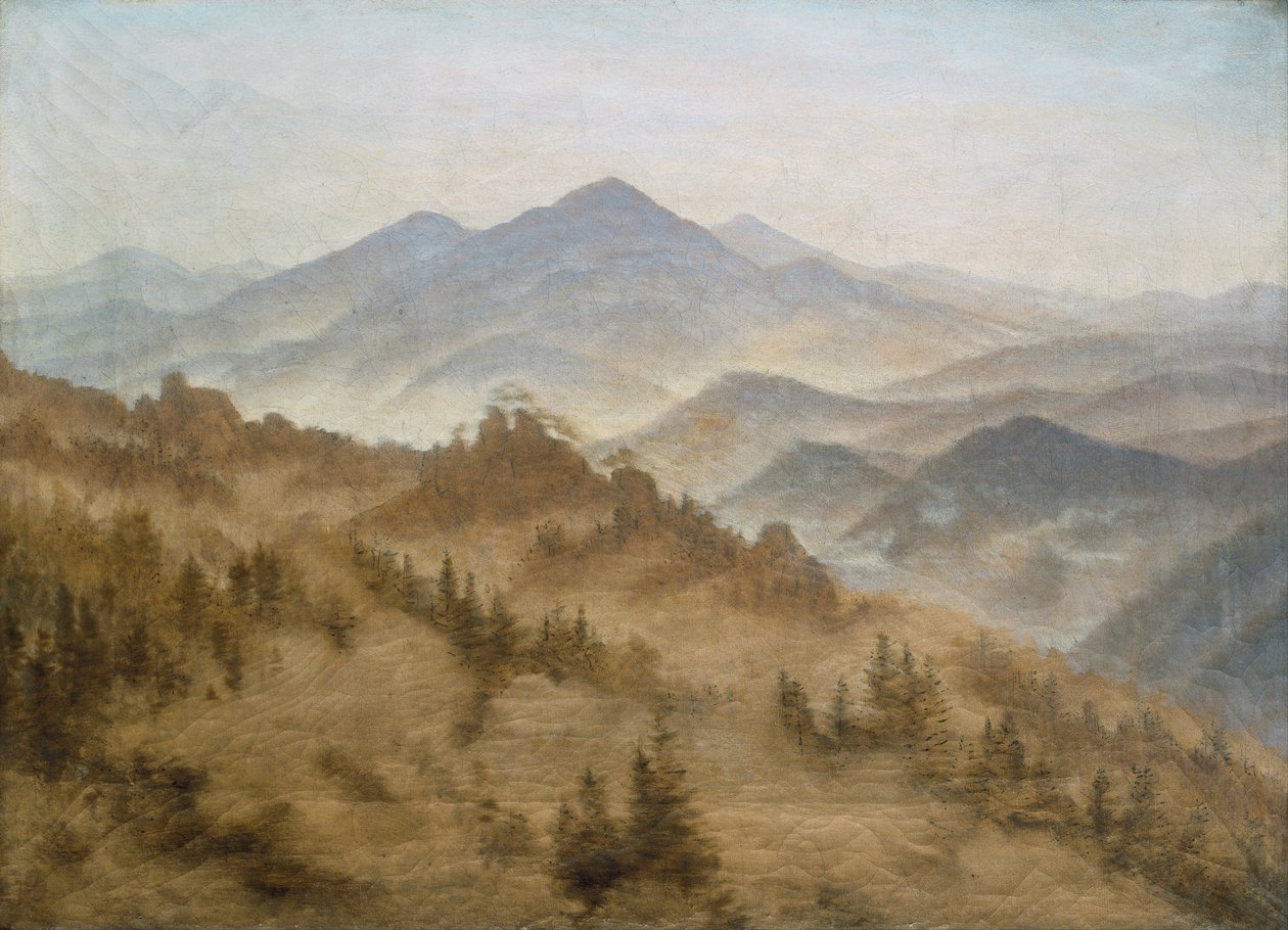 Paisaje con el Rosenberg en las Montañas Bohemias de Caspar David Friedrich