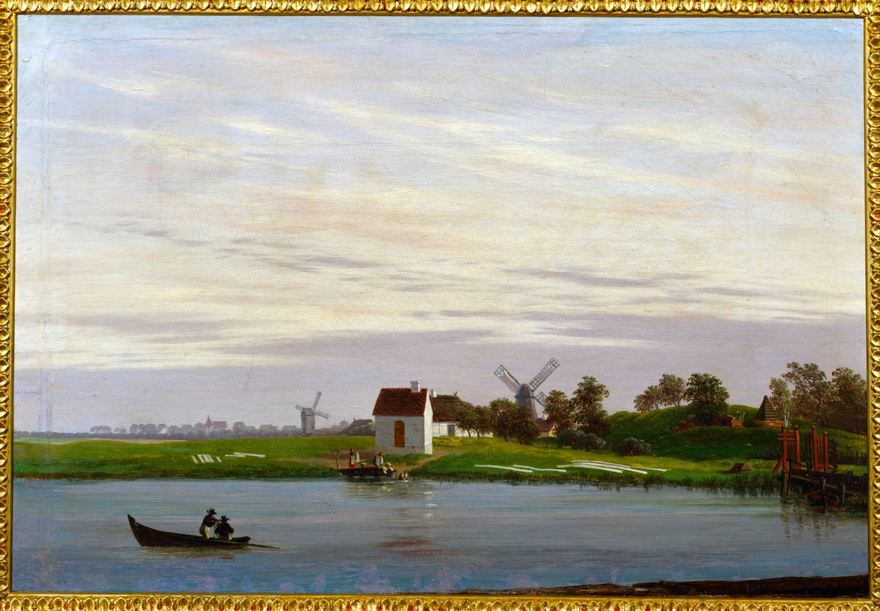 Paisaje con molinos de viento de Caspar David Friedrich