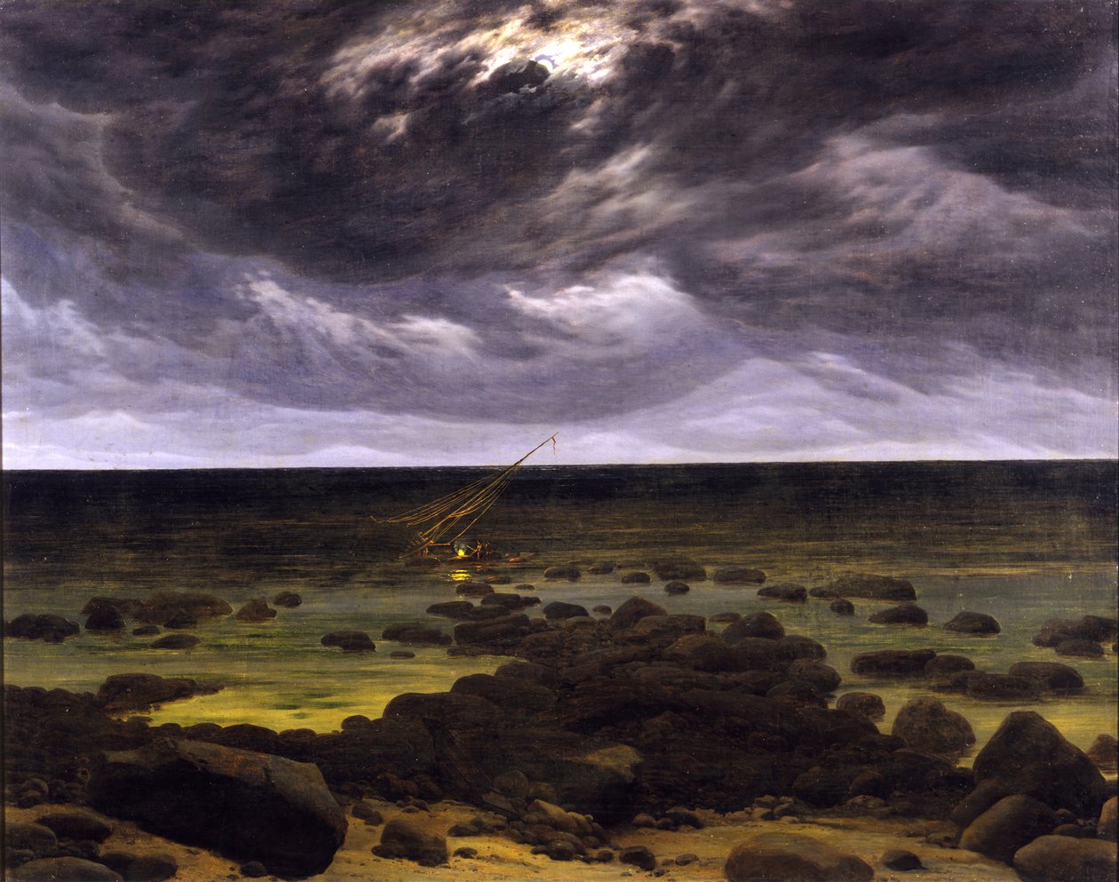 La costa bajo la luz de la luna de Caspar David Friedrich