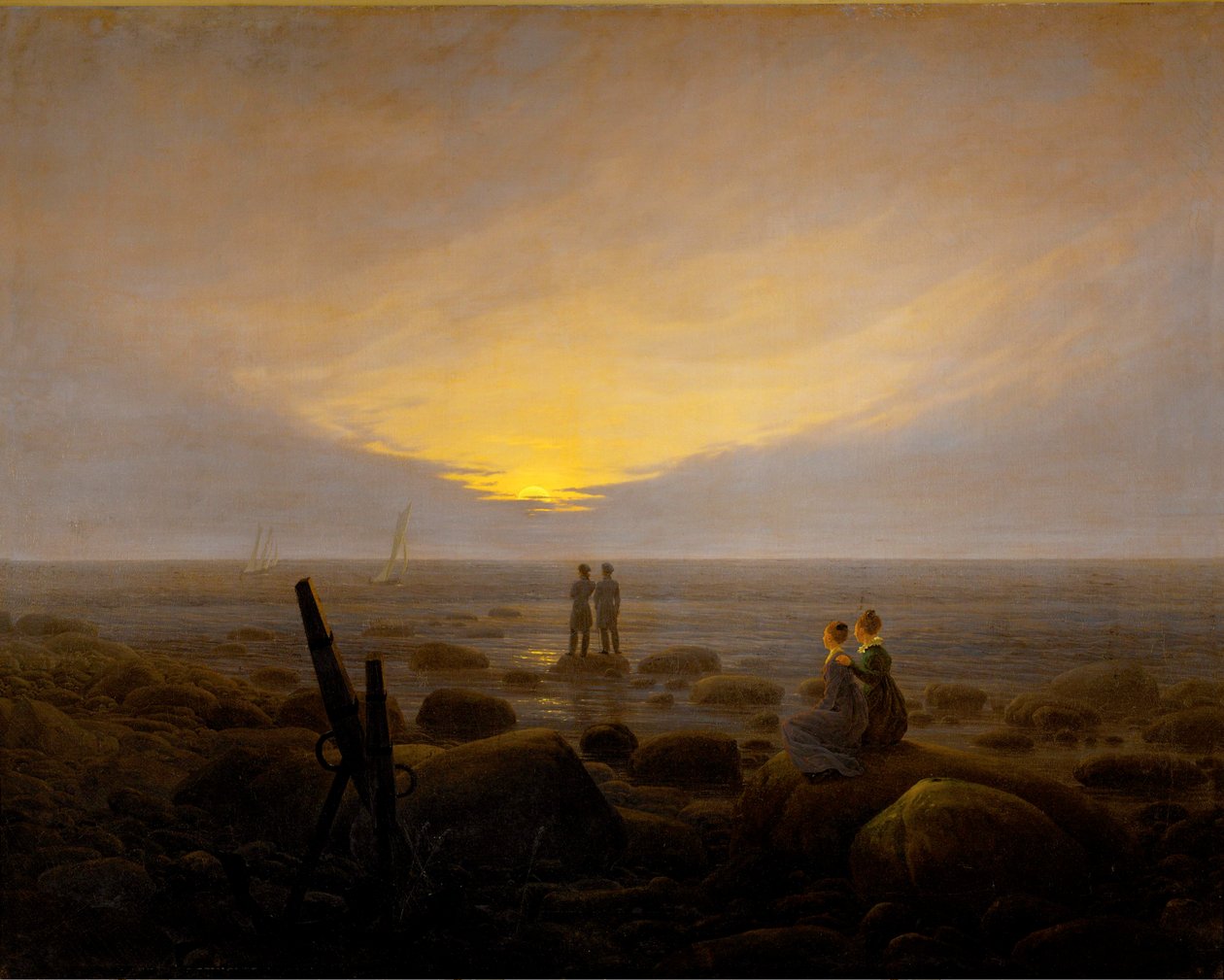 Salida de la luna sobre el mar de Caspar David Friedrich