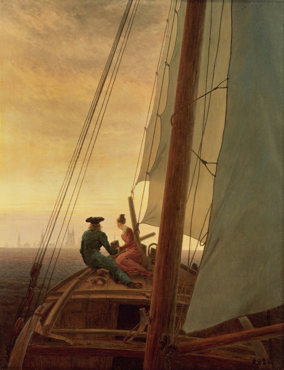 A bordo de un barco de vela de Caspar David Friedrich