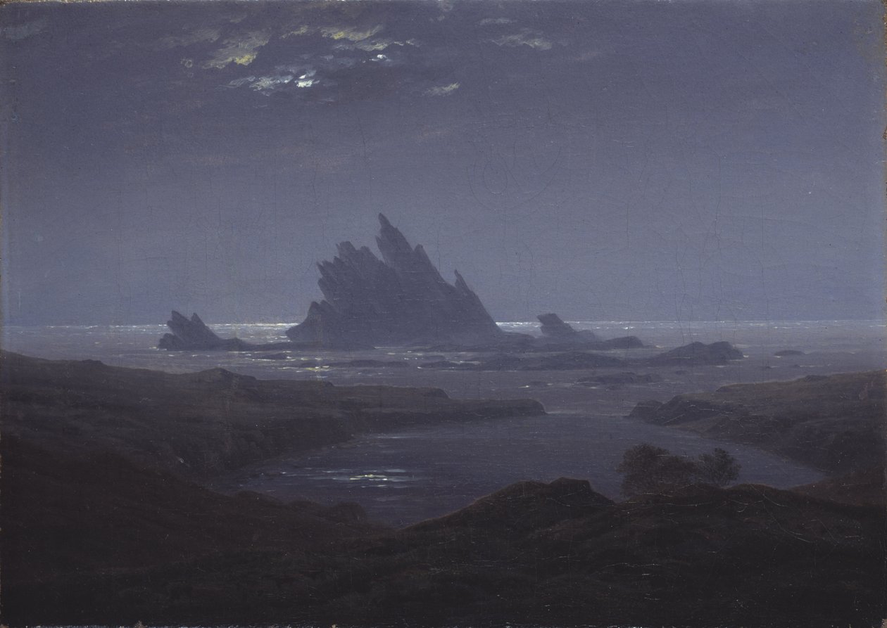 Arrecife rocoso en la orilla del mar, c. 1824 de Caspar David Friedrich