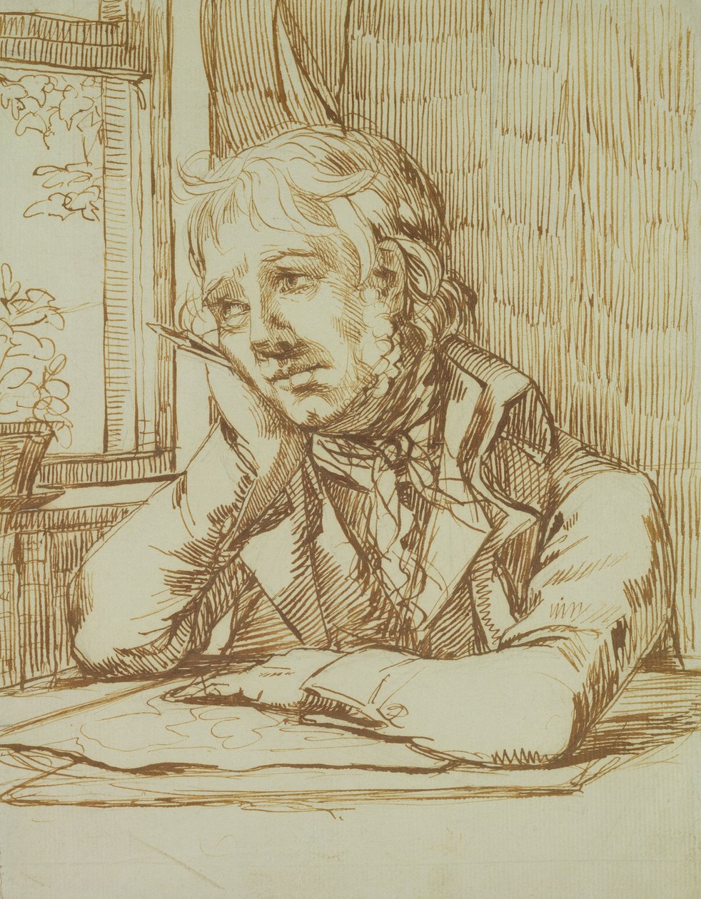 Autorretrato con brazo apoyado de Caspar David Friedrich
